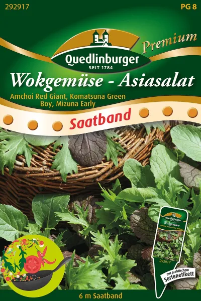 Quedlinburger Wokgemüse-Asiasalat Saatband 6 Meter - Gemüsesamen