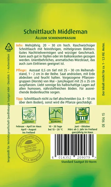 Quedlinburger Schnittlauch Middleman - Kräutersamen