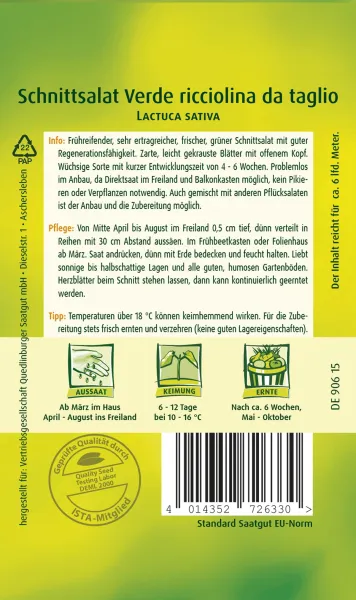 Quedlinburger Schnittsalat Verde ricciolina da taglio - Gemüsesamen