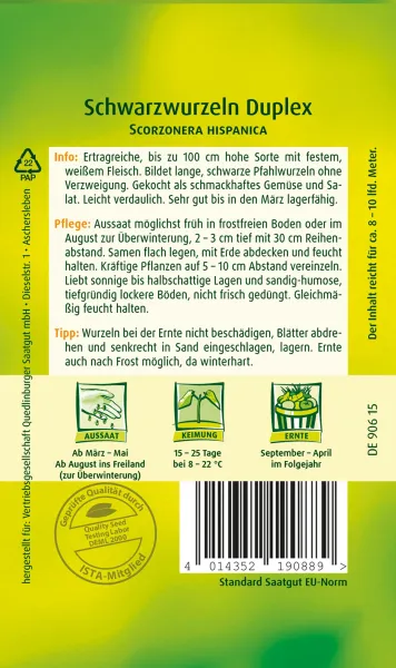 Quedlinburger Schwarzwurzeln Duplex - Gemüsesamen