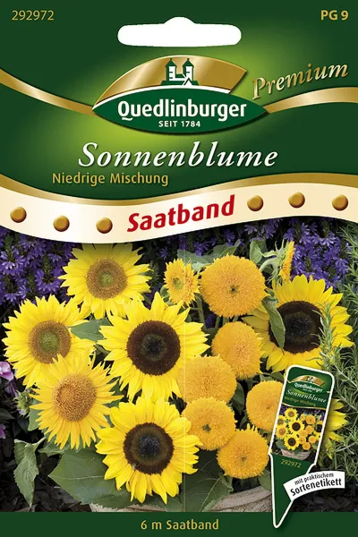 Quedlinburger Sonnenblumen niedrige Mischung Saatband 6 Meter - Blumensamen Quedlinburger Sonnenblumen niedrige Mischung Saatband 6 Meter - Blumensamen