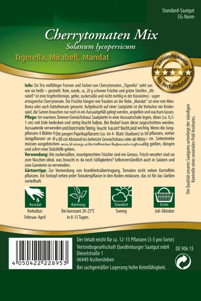 Quedlinburger Cherrytomaten Mix Saatplatte - Gemüsesamen