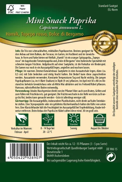 Quedlinburger SP Mini Snack Paprika - Gemüsesamen