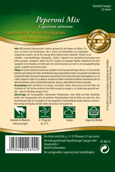 Quedlinburger Peperoni Mix Saatplatte - Gemüsesamen