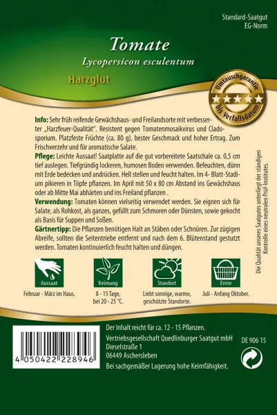 Quedlinburger Tomate Harzglut Saatplatte - Gemüsesamen