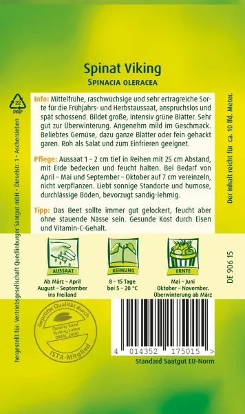 Quedlinburger Spinat Viking - Gemüsesamen