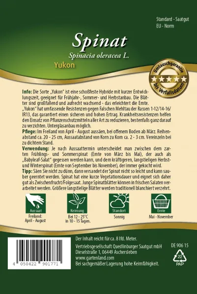 Quedlinburger Spinat Yukon F1-Hybride - Gemüsesamen