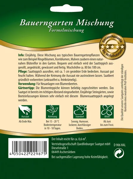 Quedlinburger Bauerngarten Mischung Saatteppich - Blumensamen