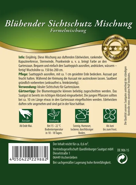 Quedlinburger Blühender Sichtschutz Mischung Saatteppich - Blumensamen