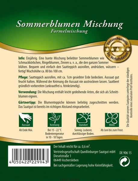 Quedlinburger Sommerblumen Mischung Saatteppich - Blumensamen