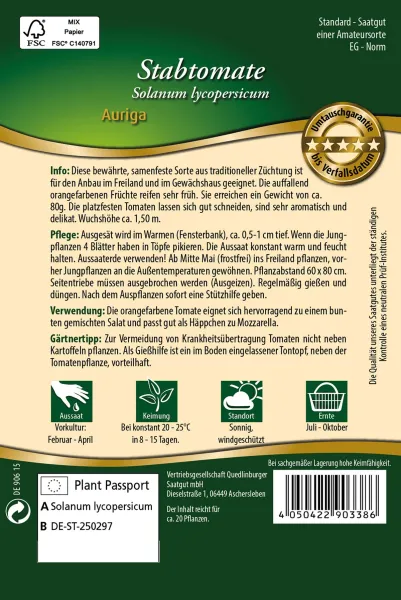 Quedlinburger Stabtomate Auriga - Gemüsesamen