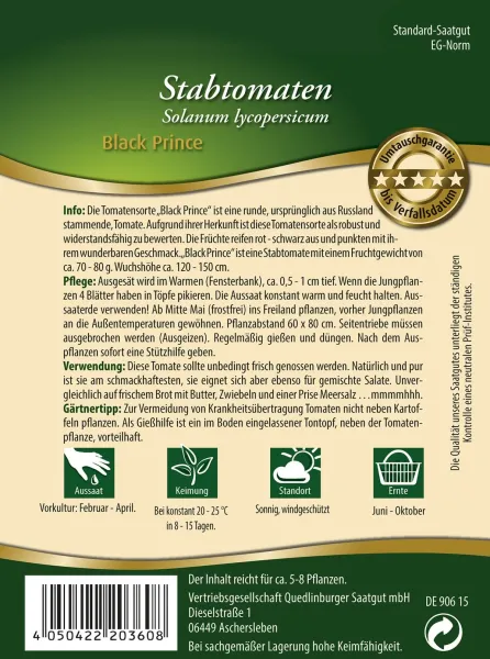 Quedlinburger Stabtomaten Black Prince - Gemüsesamen