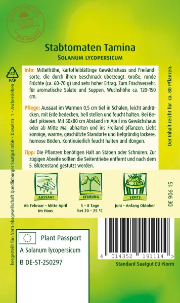 Quedlinburger Stabtomaten Tamina - Gemüsesamen