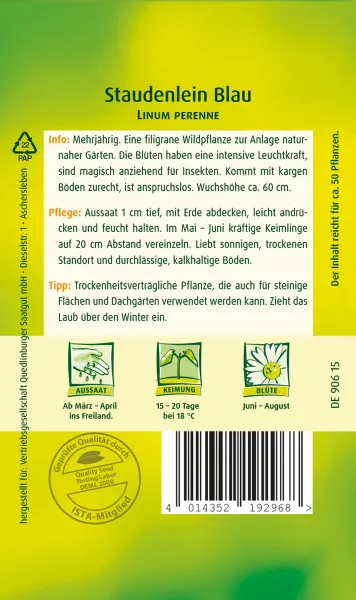Quedlinburger Staudenlein Blau - Blumensamen