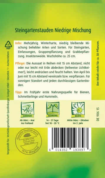 Quedlinburger Steingartenstauden Niedrige Mischung - Blumensamen