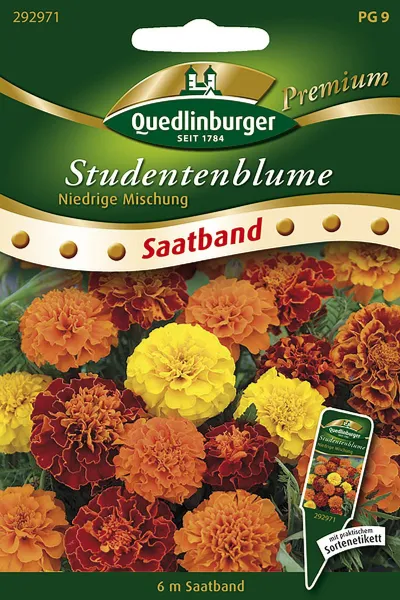 Quedlinburger Studentenblume niedrige Mischung Saatband 6 Meter - Blumensamen Quedlinburger Studentenblume niedrige Mischung Saatband 6 Meter - Blumensamen