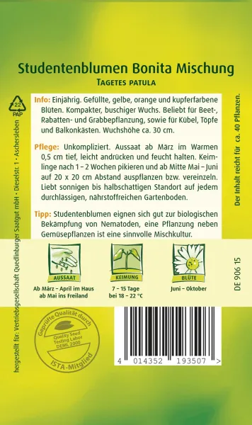 Quedlinburger Studentenblumen Bonita Mischung - Blumensamen