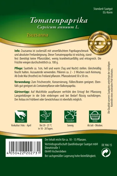 Quedlinburger Tomatenpaprika Zsuzsanna - Gemüsesamen