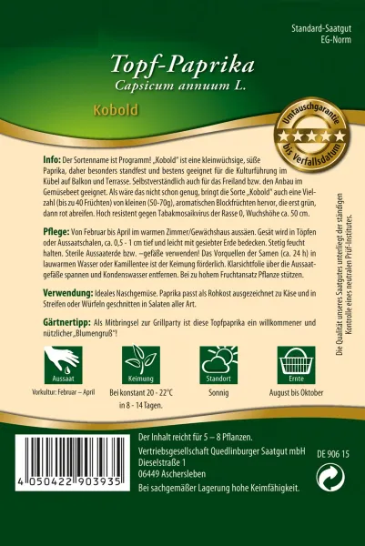 Quedlinburger Topf-Paprika Kobold - Gemüsesamen