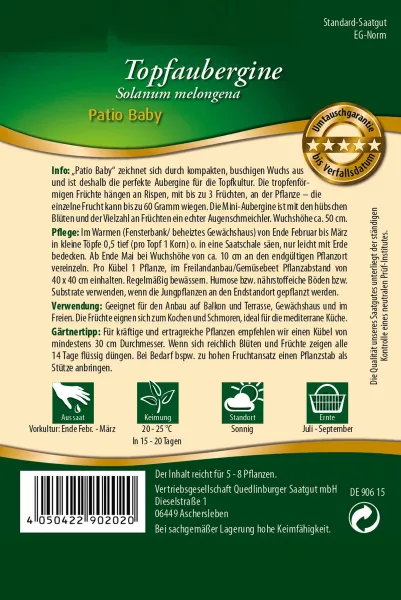 Quedlinburger Topfaubergine Patio Baby - Gemüsesamen