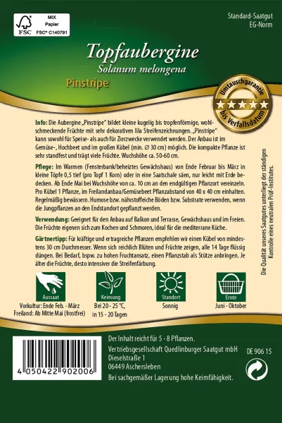 Quedlinburger Topfaubergine Pinstripe - Gemüsesamen