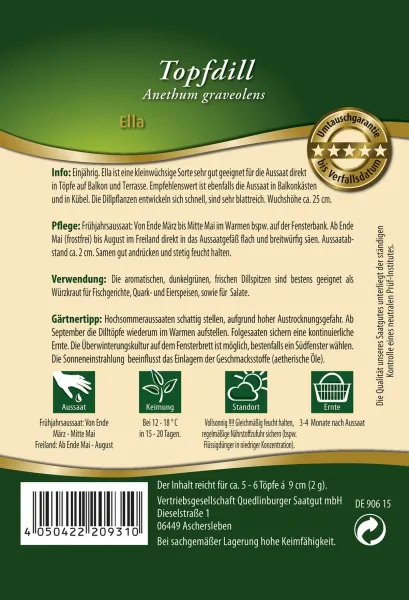 Quedlinburger Topfdill Ella - Premium Kräutersamen