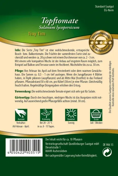 Quedlinburger Topftomate Tiny Tim - Gemüsesamen