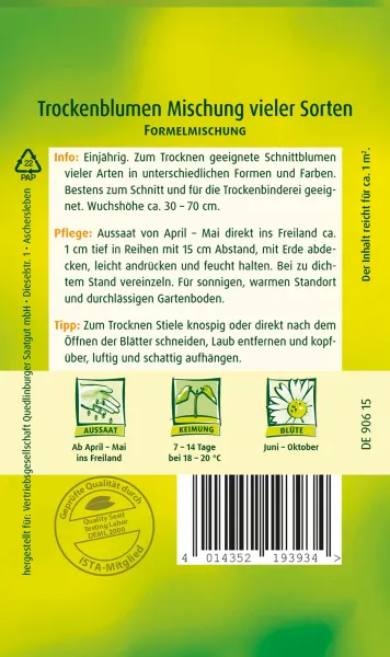 Quedlinburger Trockenblumen Mischung vieler Sorten - Blumensamen