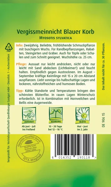 Quedlinburger Vergissmeinnicht Blauer Korb - Blumensamen