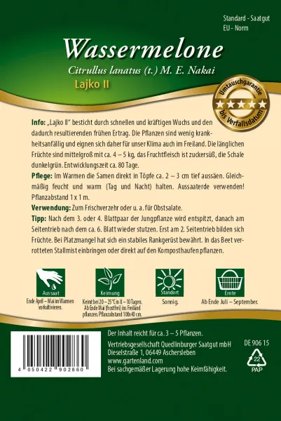 Quedlinburger Wassermelone Lajko II - Gemüsesamen