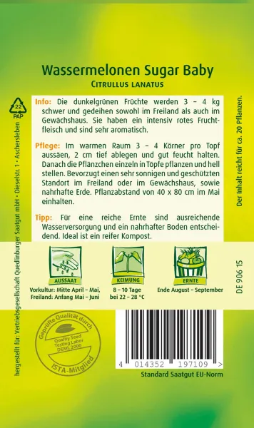 Quedlinburger Wassermelonen Sugar Baby - Gemüsesamen