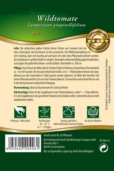 Quedlinburger Wildtomate gelb - Gemüsesamen