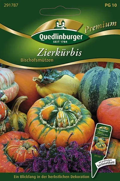 Quedlinburger Zierkürbis Bischofsmützen - Blumensamen Quedlinburger Zierkürbis Bischofsmützen - Blumensamen