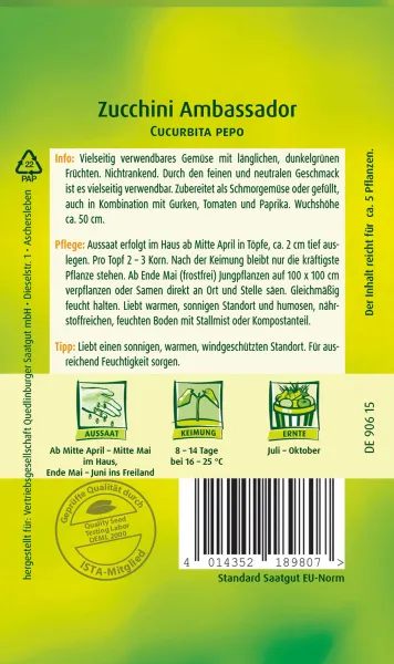 Quedlinburger Zucchini Ambassador - Gemüsesamen