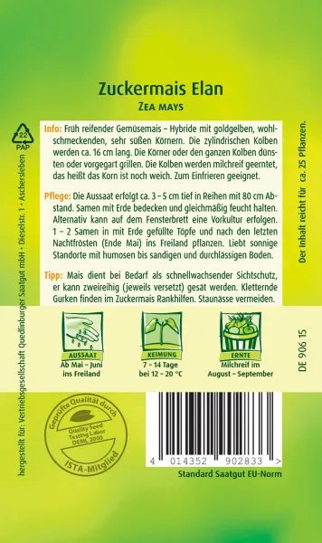 Quedlinburger Zuckermais Elan - Gemüsesamen