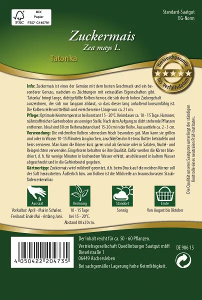 Quedlinburger Zuckermais Tatonka - Gemüsesamen