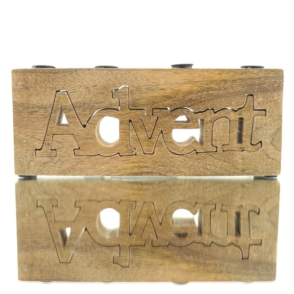 Riffelmacher Adventskerzenhalter mit Schriftzug für 4 Stabkerzen - Holz & Metall