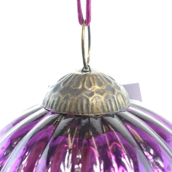 Riffelmacher Prunkvoller Weihnachtsschmuck Kugel Violett gerippt Antikstil Ø 10 cm - Glas