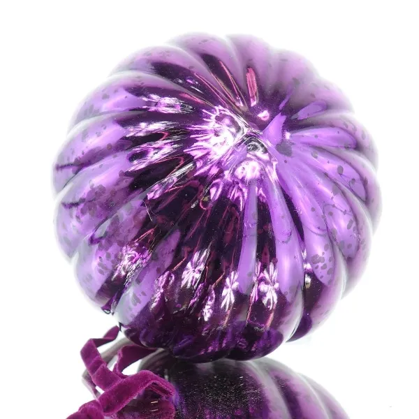 Riffelmacher Prunkvoller Weihnachtsschmuck Kugel Violett gerippt Antikstil Ø 10 cm - Glas