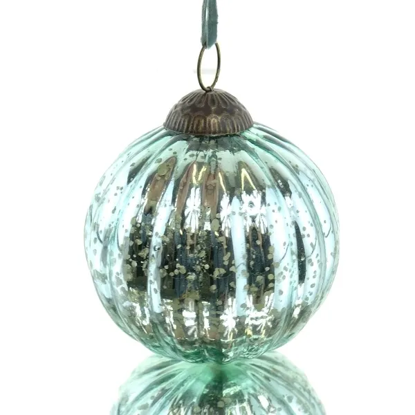 Riffelmacher Prunkvoller Weihnachtsschmuck Kugel Grün gerippt Antikstil Ø 10 cm - Glas