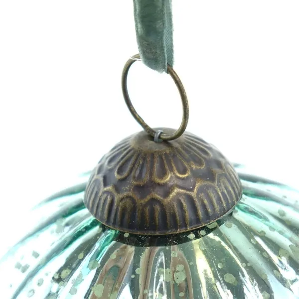 Riffelmacher Prunkvoller Weihnachtsschmuck Kugel Grün gerippt Antikstil Ø 10 cm - Glas