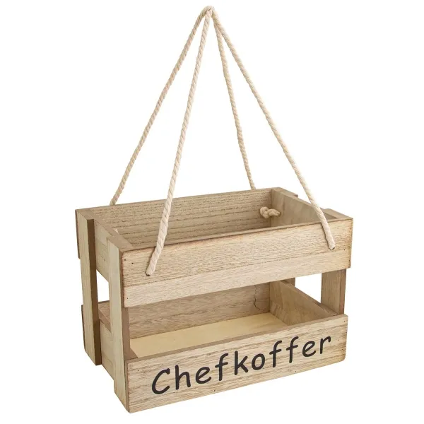 Riffelmacher Flaschenkasten mit Henkel Chefkoffer Holz Natur 23 cm x 14 cm x 15 cm