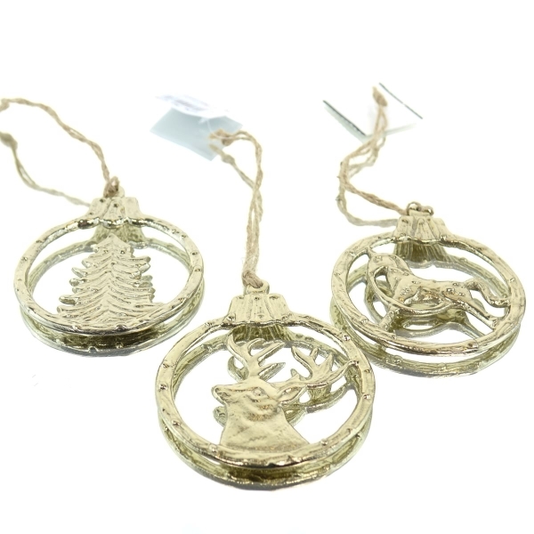 Riffelmacher Weihnachts- Reliefanhänger Goldfarben 3 Motive  je 7 x 9 cm - Aluminium