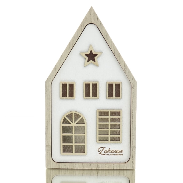 Riffelmacher LED Haus mit sternförmigem Giebelfenster 10 x 18 cm