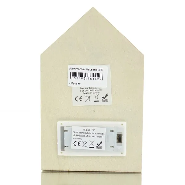 Riffelmacher LED Haus mit Giebelfenster in Herzform 10,5 x 17 cm
