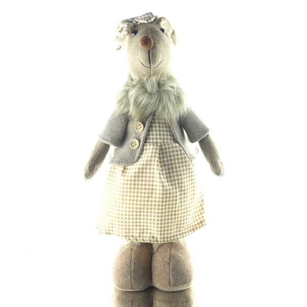 Riffelmacher Oster-Deko Häsin Braun & Beige mit Ausziehbeinen 69 - 89 cm