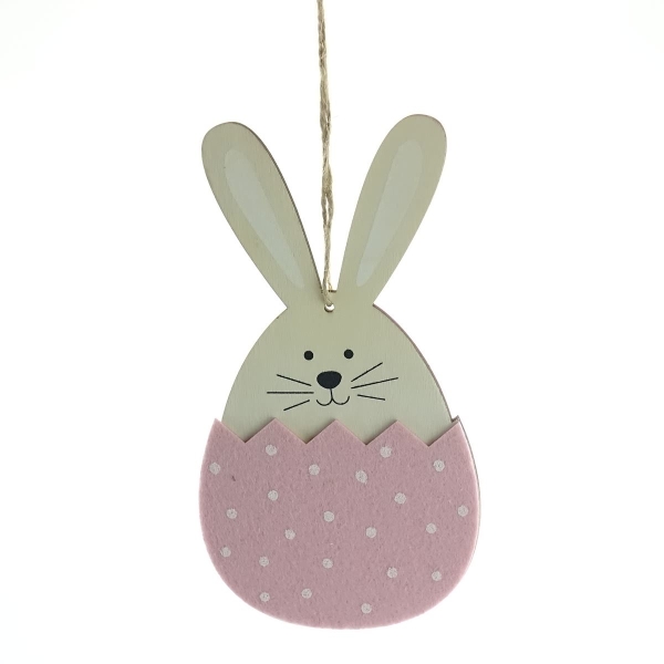 Riffelmacher Oster-Deko Hase Rosa im Ei 18 cm - Holz & Filz