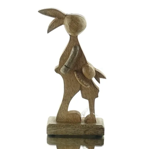 Riffelmacher Oster-Deko Hasenvater mit Kind 27 cm - Holz natur poliert Riffelmacher Oster-Deko Hasenvater mit Kind 27 cm - Holz natur poliert