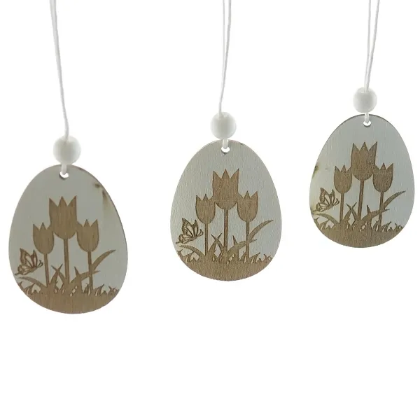 Riffelmacher Oster Dekoanhänger Ei mit 3 Tulpen & Schmetterling 3er Set - Holz Riffelmacher Oster Dekoanhänger Ei mit 3 Tulpen & Schmetterling 3er Set - Holz