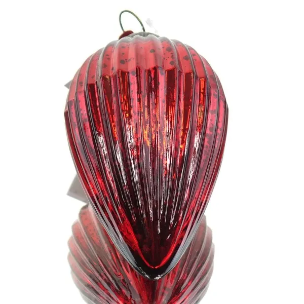 Riffelmacher Prunkvoller Weihnachtsschmuck Zapfen Rot gerippt Antikstil 14,5 cm - Glas